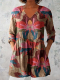 Blusa Juana Larga Multicolor con Cuello en V