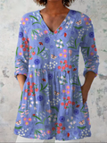 Blusa Valentina Larga Morada con Cuello en V