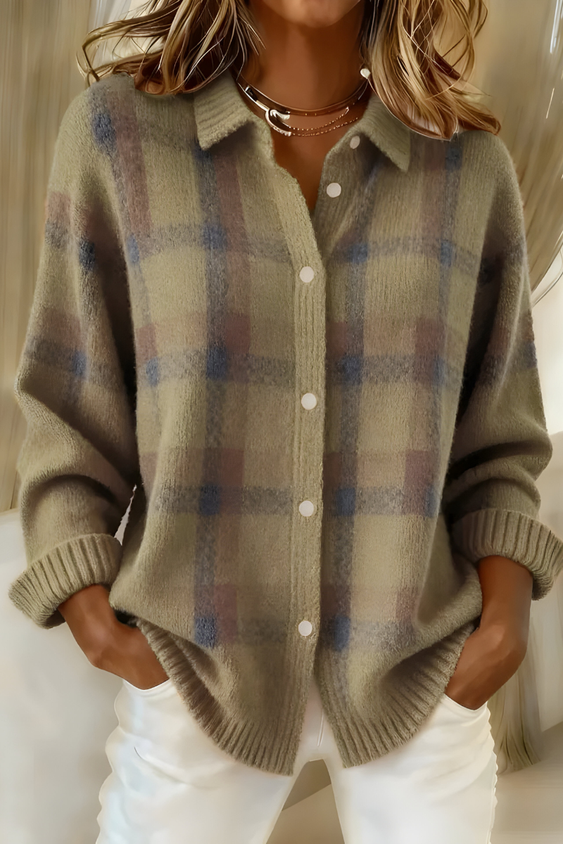 Chaqueta Candela de Punto de Cuadros
