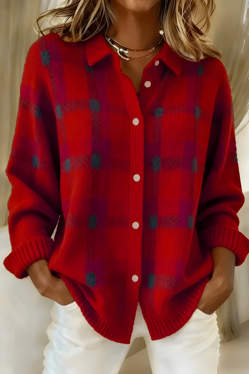 Chaqueta Candela de Punto de Cuadros