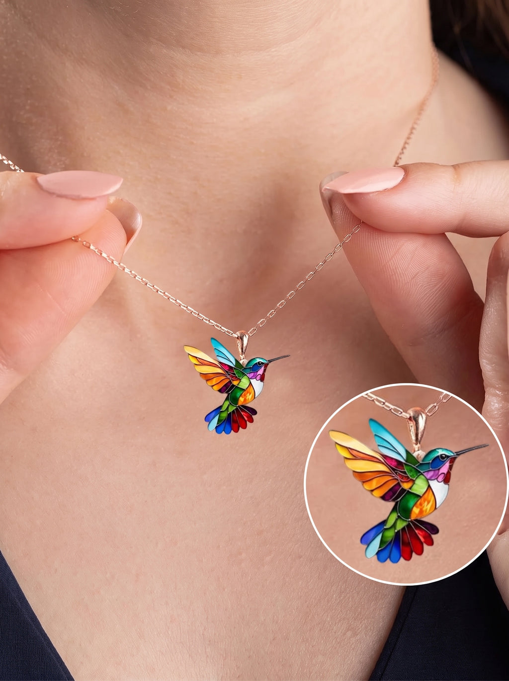 Collar Colibrí Multicolor con Brillo