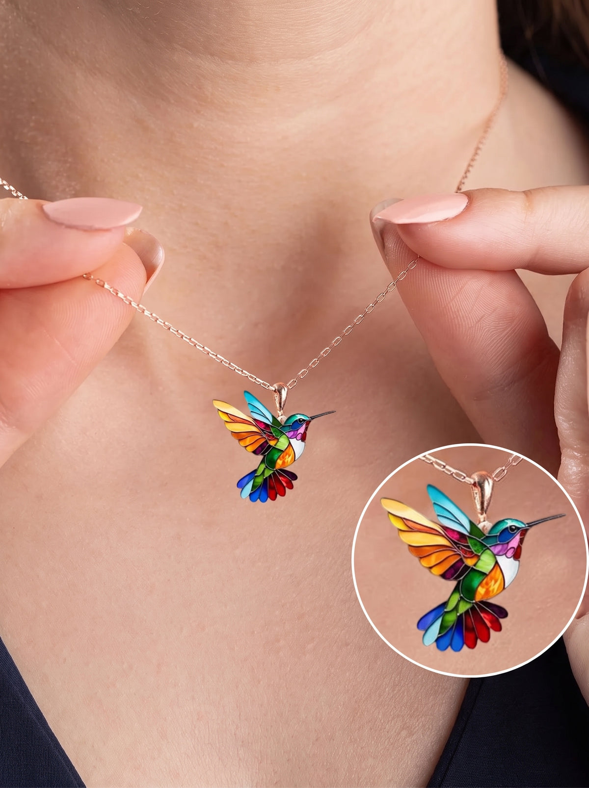 Collar Colibrí Multicolor con Brillo