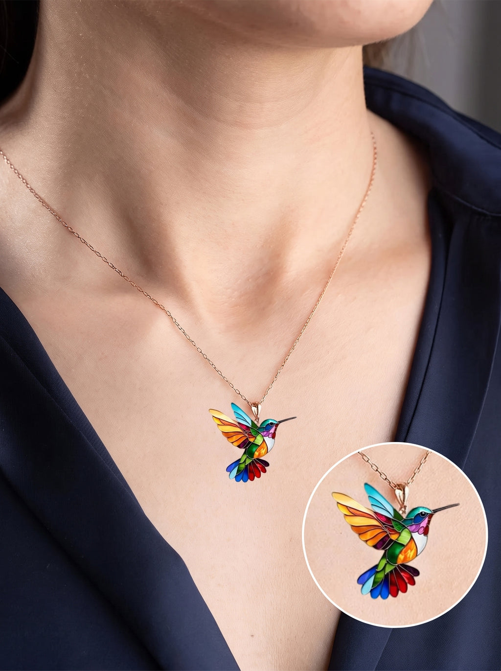 Collar Colibrí Multicolor con Brillo