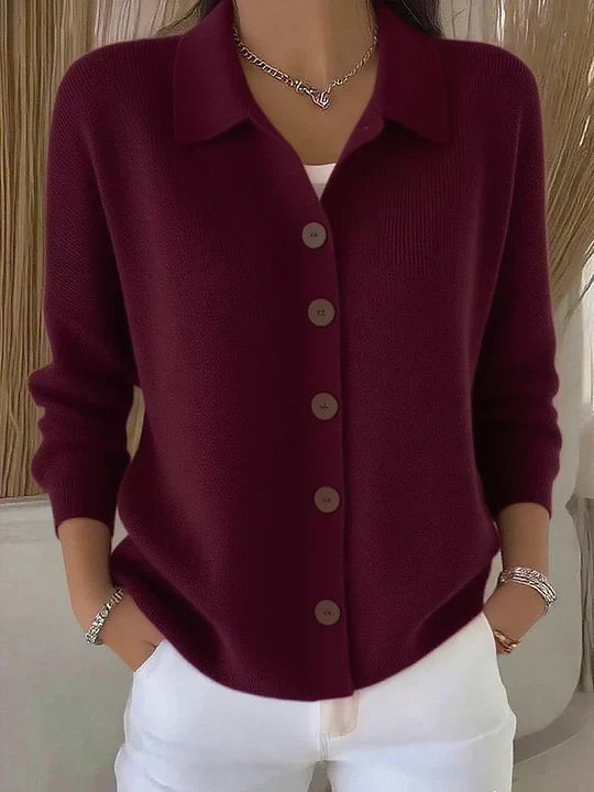 Chaqueta Josefina de Punto con Cuello Camisero