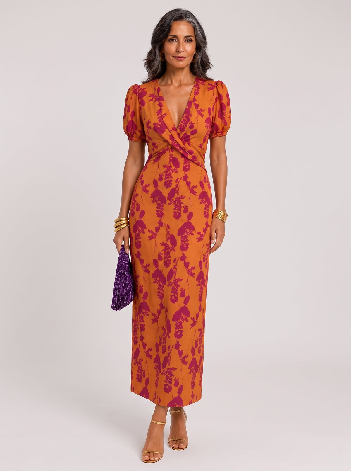 Vestido Ernestina Largo Floral Verde