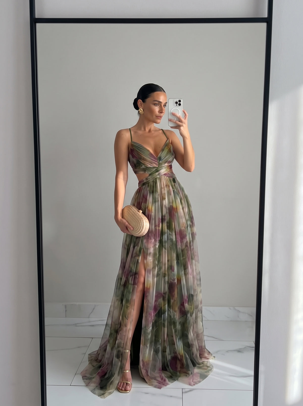 Vestido Scintilla Largo Floral de Chifón