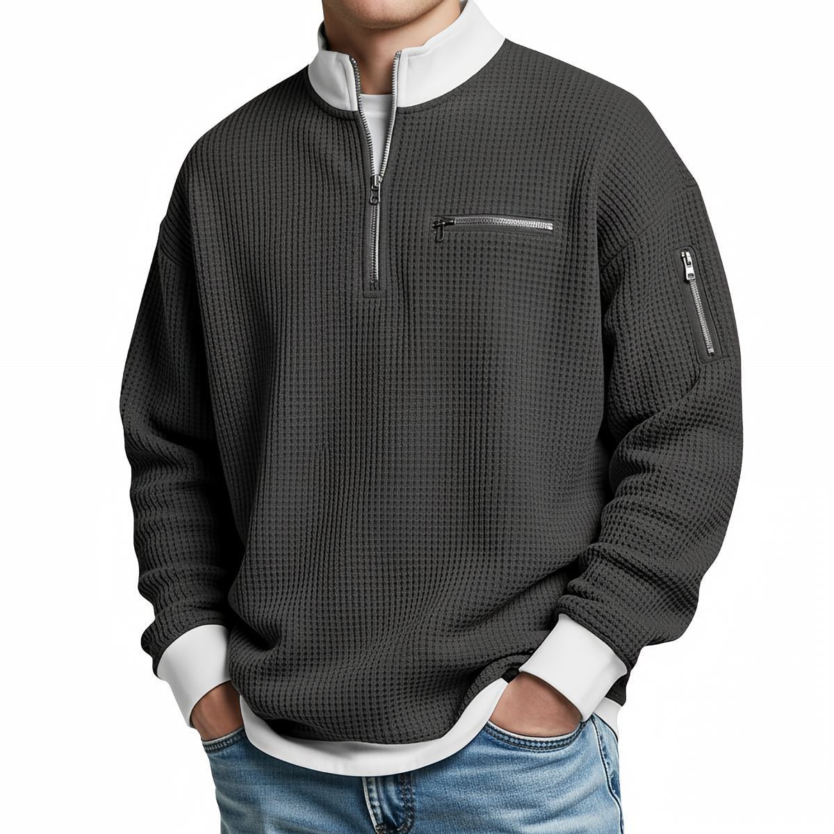 Jersey Bruno de Punto Gofre con Media Cremallera