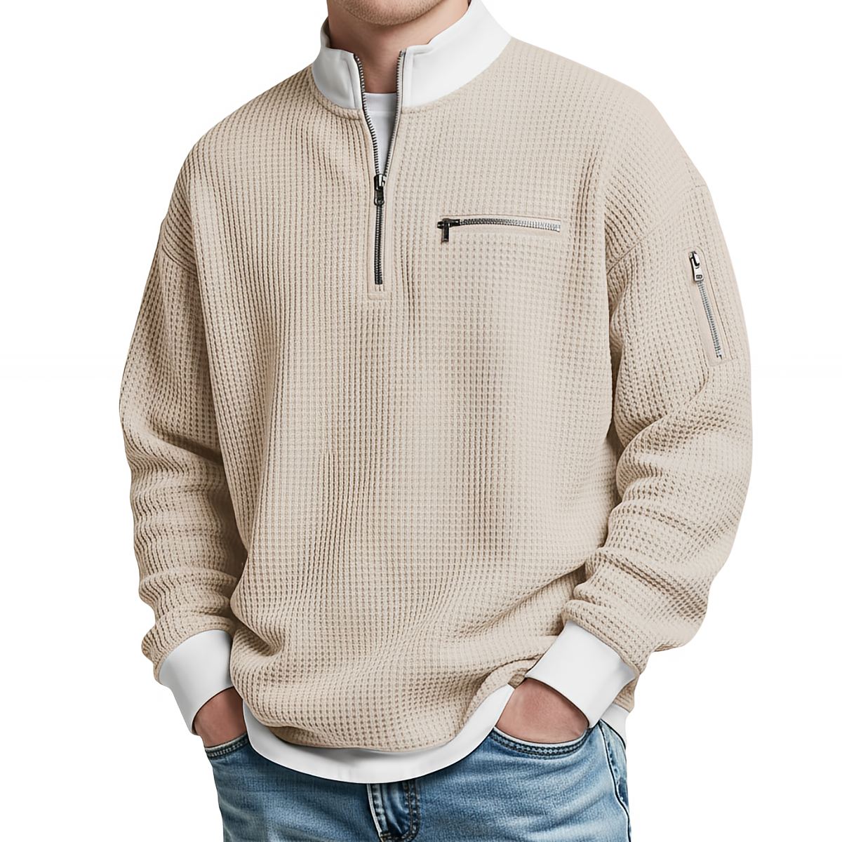Jersey Bruno de Punto Gofre con Media Cremallera