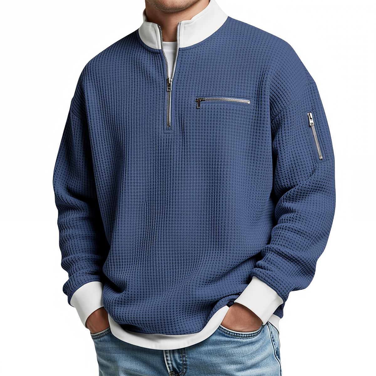 Jersey Bruno de Punto Gofre con Media Cremallera
