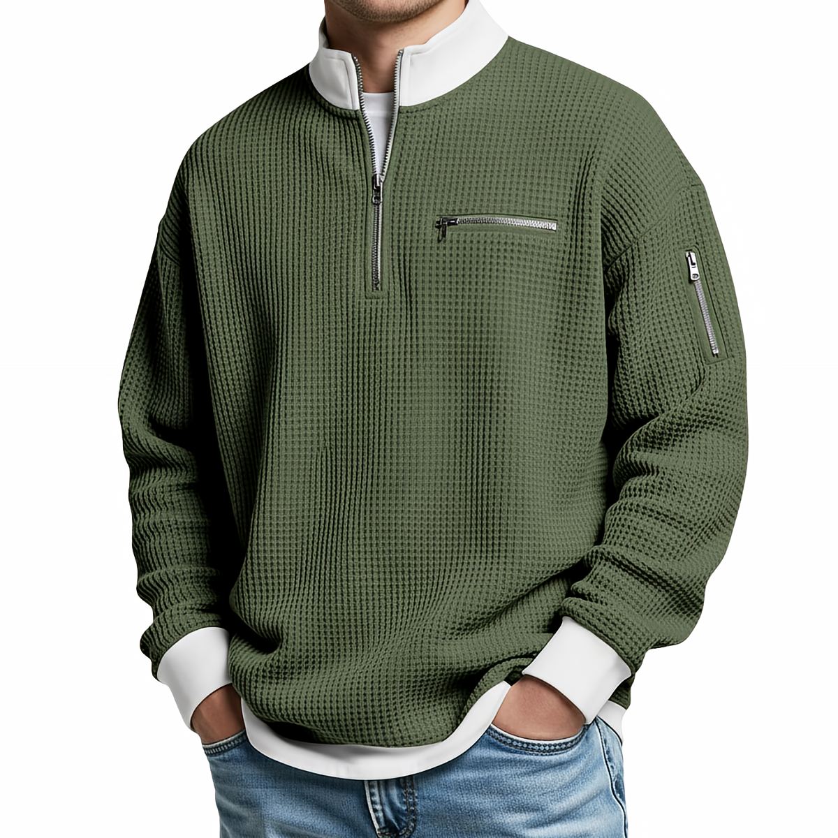 Jersey Bruno de Punto Gofre con Media Cremallera