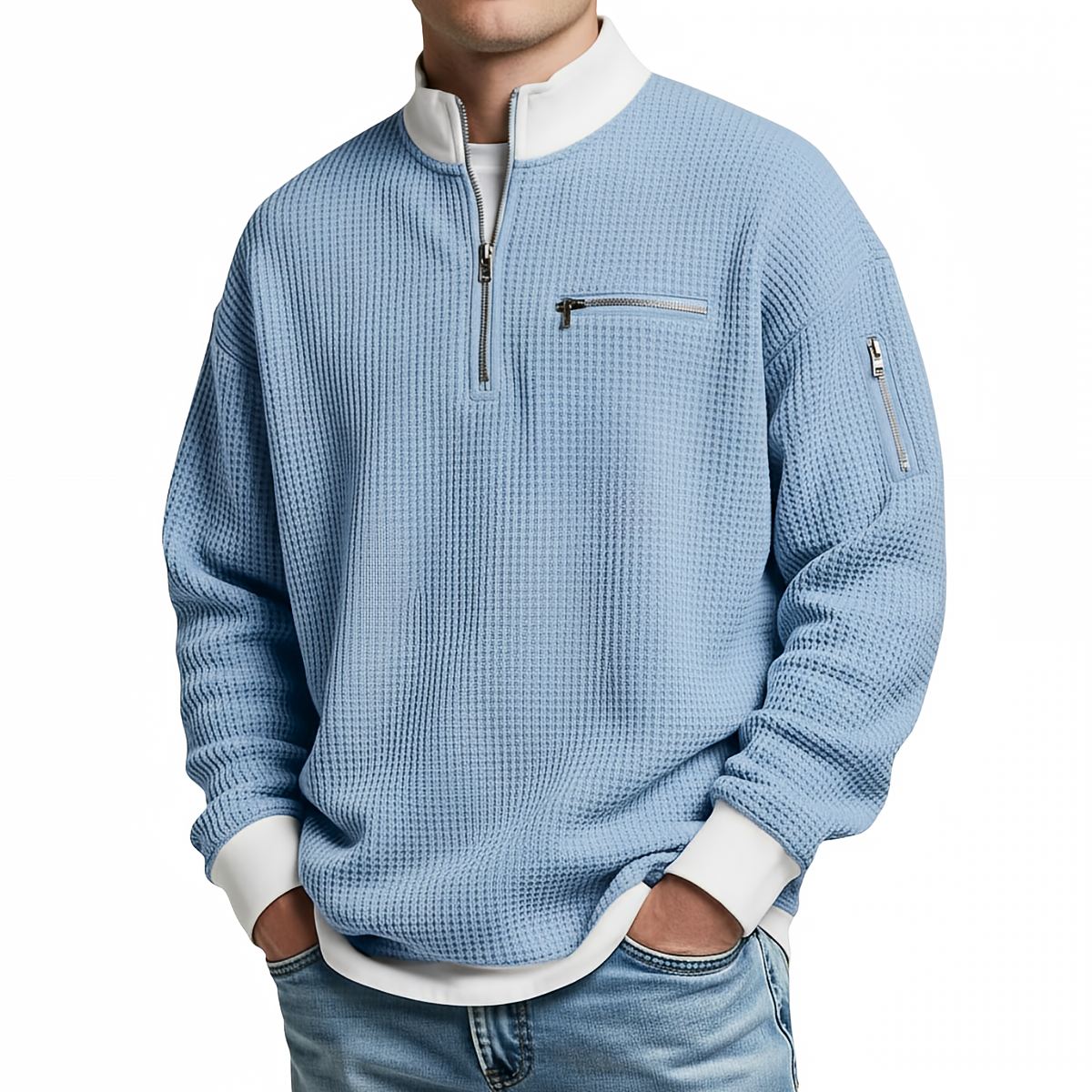 Jersey Bruno de Punto Gofre con Media Cremallera