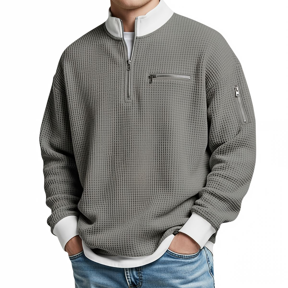 Jersey Bruno de Punto Gofre con Media Cremallera