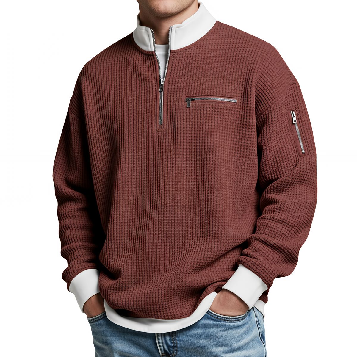 Jersey Bruno de Punto Gofre con Media Cremallera