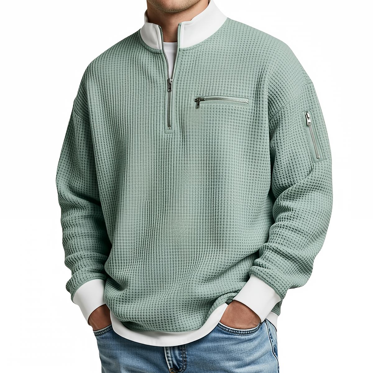 Jersey Bruno de Punto Gofre con Media Cremallera